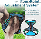 BARKBAY Dog Harness No Pull with ID Tag Pocket - Heavy Duty, Reflective, Easy Control for Large Dogs(Blue/Black,L)