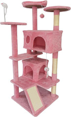 Cat Tree Tower for Indoor Cats,Cat House with Sisal Scratching Post,Multi-Level Cat Condo and 3 Large Platforms (Pink)