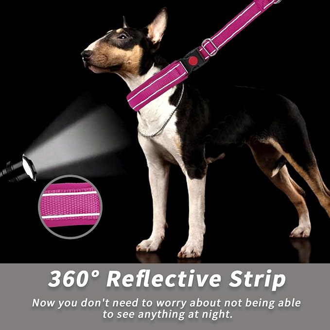 Martingale No Pull Dog Collar for Large Medium Small Dogs, Heavy Duty Nylon Reflective Adjustable Anti Pull Slip Collar with Buckle for Training Walking S Hot Pink