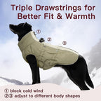 Medium Dog Coat - Warm Zip Up Snowsuit Dog Harness Vest, Reflective Water-Resistant Dog Jacket for Medium Dogs - Jack Russell, Mini Schnauzer, Apricot