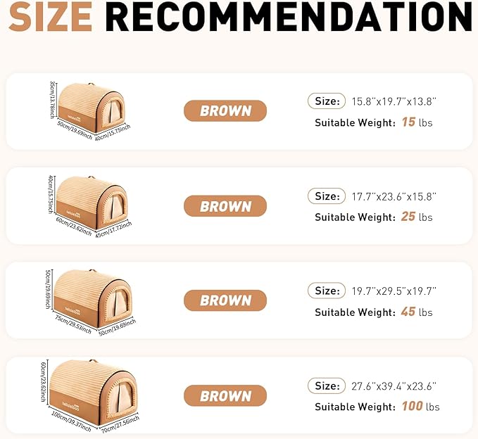 Dog House Indoor, Dog Beds with Privacy Door, Washable Pet Bed Tent, Warm Soft Dog Bed Cave,for Small Medium Extra Large Dogs (Brown, XXL)