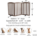 ZJSF Foldable Freestanding Indoor Dog Gate for House Wood Long Pet Gates Dog Fence for Stairs Puppy Gates for Hallways, Puppy Gate,Support Feet Included, Brown, 32 "Height-3 Panels