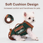 Dog Lift Harness Dog Carrier Dog VES Harness Adjustable Dog Leash with Small Puppy Treat Bag（Green,M）