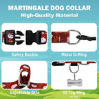 Christmas Reflective Martingale Collar for Dogs with Quick Release Buckle Holiday Dog Collars (Red Snowman, Medium)