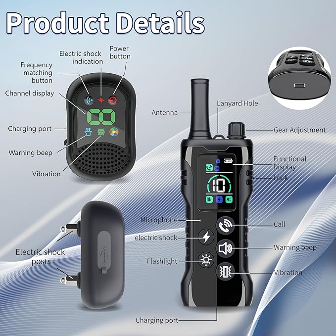 Dog Shock Collar-4900Ft Dog Training Collar with Remote,IP67 Waterproof Electric Collar with 4 Training Modes,Support Remote Calling Feature,Rchargeable E-Collarfor All Dog Sizes (10-120lbs)