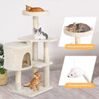 BestPet | 36" Cat Tree Tower | Beige | Sturdy Multi-Level Cat Tree with Plush Condo, Cozy Perch, Sisal Scratching Posts, Hanging Toy and Stable Frame | Easy Assembly | for Kittens & Adult Cats