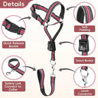 BARKLESS Soft Nylon Dog Head Collar for Large Medium Dog, Reflective Padding Head Halter for Training, Adjustable Muzzle Leash No Pulling, Jumping, Nose Leash Ideal for Walking (Pink, M)