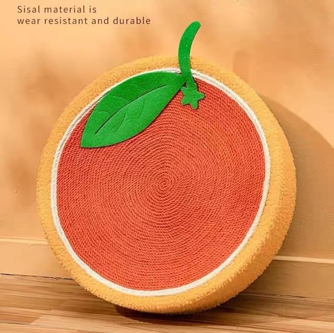 Fruit Cat Scratcher, Orange Round Cat Bed, Sisal Cat Scratcher, Wear-Resistant, Indoor Use