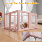 DIY Clear Acrylic Dog Playpen House,Quick Easy Assembly and Disassembly,Strong Floor Suction,Indoor and Outdoor Use,Easy Cleansing Puppy Fence (Skin Pink, 30.3" H, 8PCS)