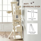 80 Inch Cat Tree, Large Cat Tower with 9 Scratching Posts, 2 Perches, 2 Caves, 2 Basket, 2 Stairs, Extra Large Hammock, Multi-Level Plush Cat Condo for Indoor Cats/Beige