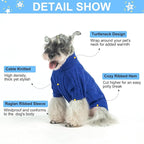 BEAUTYZOO Medium Dog Sweater Female Male, Fleece Dog Winter Sweater for Medium Girl Boy Dogs, Pink Warm Cute Puppy Pullover Sweater, Thick Turtleneck Pet Cold Weather Clothes Cable Knitwear, Blue M