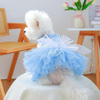 Fashion Sweet Puppy Dog Blingbling Princess Skirt Pet Dog Lace Cake Camisole Tutu Dress F-Blue XL