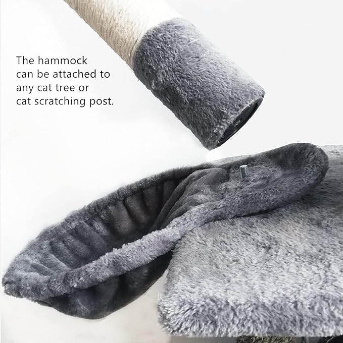 SHENGOCASE 14.6" Grey Nest Basket Lounger Hammock Bed for Cat Tree Tower Replacement, 5-Pack Hanging Toys, Cat Tree Accessories Hammock Attachment (Large Grey)