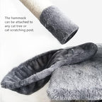 SHENGOCASE 2-Pack 13" Beige Cat Tree Tower Replacement Basket Lounger Hammock Bed, 5pcs Hanging Pom-pom Toys with Elastic Strings, Cat Tree Accessories Hammock Attachment