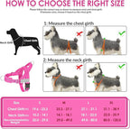 SlowTon No Pull Dog Harness - Heavy Duty Dog Harness and Leash Set for Medium Large Dogs, Reflective Tactical Harness with Soft Padded and Front Clip for Easy Walk and Training (Fuchsia L)
