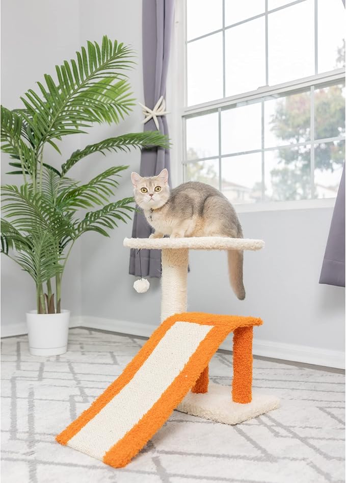 AeroMark Armarkat Model X2101 Two-Level Real Wood Cat Scratcher, Beige/Orange