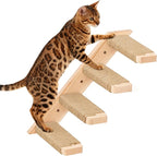 Wall Cat Tree for Climbing, 1PC Four-Step Cats Climber Shelf with Jute Scratcher Rope, Space-Saving Cat Shelf for Scratching & Resting