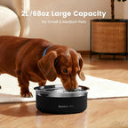 Gardner Pet Slow Water Bowl for Dogs, 2L/68oz Spill-Proof Pet Water Bowl with Floating Disk & Filter Screen, Stainless Steel No-Spill Water Dispenser for Medium Pets