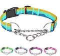 Martingale Dog Collars with Stainless Steel Chain, Reflective No Pull Walking Training Collar with Quick Release Buckle, Adjustable Slip Chain Nylon Dog Collars for Small Medium Large Dogs