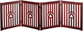 4 Panel Dog Gate - Mahogany - Foldable Wooden Freestanding Pet Gate, 80" L x 23.6" H, for Doorways, Halls & Stairs, 360 Degree Rotated Hinges