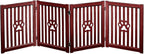 4 Panel Dog Gate - Mahogany - Foldable Wooden Freestanding Pet Gate, 80" L x 23.6" H, for Doorways, Halls & Stairs, 360 Degree Rotated Hinges
