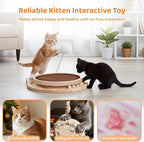 Natural Sisal Cat Scratcher with Ball, Round Kitten Scratching Pad Track and Spring Cat Toy Interactive Cat Toys for Indoor Cats Kitten Toys Enrichment Puzzle Play Exercise