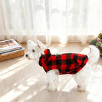 EXPAWLORER Dog Hoodie Fleece Sweater Vest, Plaid Dog Sweatshirt Fall Winter Pet Clothes with Leash Hole, Sleeveless Warm Cozy Puppy Clothing for Cat Small Medium Large Dogs Girl Boy, Checkered XL