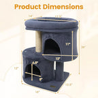 PETSITE 26-inch Small Cat Tree, with Sisal Scratching Post, Double Comfy Condos, and Spacious Top Perch, Ideal for Indoor Cats and Kittens (Dark Grey)