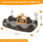Homegroove Cat Window Perch, 24 x 12 Inch Foldable Cat Hammock for Window with 4-Sided Bolster & 4 Large Suction, Cloud Shape Cordless Window Bed for Indoor Cats (Gray, Large(24'' x 12''))