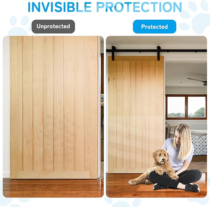 Door Protector from Dog Scratching, Cat Scratch Protector 8.3" x 118" Self-Adhesive Single Side Door Frame Furniture Protectors from Cats Dogs Scratch, Clear (118 X 8.2 INCH)