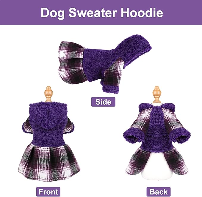 Dog Sweater Puppy Clothes for Small Dogs Boy Girl Pet Hoodies for Dogs Cold Weather Doggie Coats Fall Doggy Sweatshirt for Chihuahua Yorkie Cat Outfits (Purple, Medium)