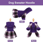 Dog Sweater Puppy Clothes for Small Dogs Boy Girl Pet Hoodies for Dogs Cold Weather Doggie Coats Fall Doggy Sweatshirt for Chihuahua Yorkie Cat Outfits (Purple, XX-Small)