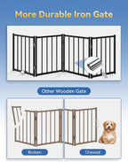 BFNN Free Standing Dog Gate, 16.5" Short Pet Gate for Stairs and Doorways, Up to 48" Wide Foldable Puppy Fence, Indoor & Outdoor Use, No Drilling and No Assembly, for Small & Toy Dogs, Black