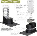 RIZZARI Large Water Dispenser for Dogs: 8L Black Raised Gravity Auto-Refill Waterer with Stainless Steel Bowl - Leak-Resistant & Easy Cleaning - Less Bending for Senior Dogs - Garage & Garden