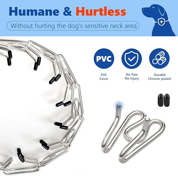 Supet Dog Prong Collar, Adjustable Dog Pinch Training Pinch Collar with Quick Release Buckle for Small Medium Large Dogs(Packed with One Extra Links)
