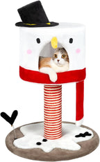KAMABOKO Christmas Cat Tree Cat Tower with Cat Condos, 35" Multi-Level Top Perches, Sisal Ramp Scratching Posts, Cozy Basket, Hammocks, Large Cats Pet Activity Structure