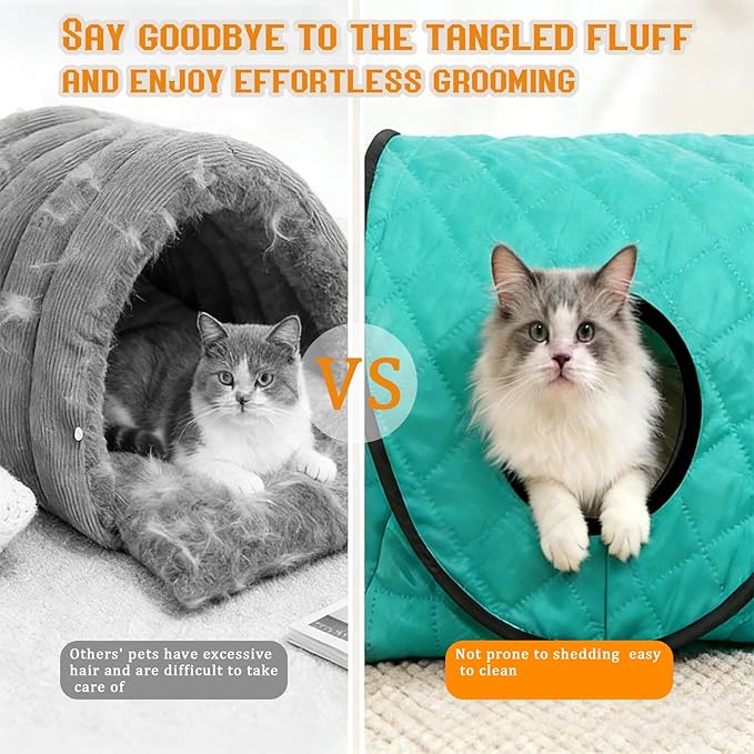 Cave cat Bed, Foldable pet Bed, Waterproof and Anti-Static, Hair-Free, Suitable for Both Indoor and Outdoor use, Ideal for Traveling with Pets.(Peacock Blue)