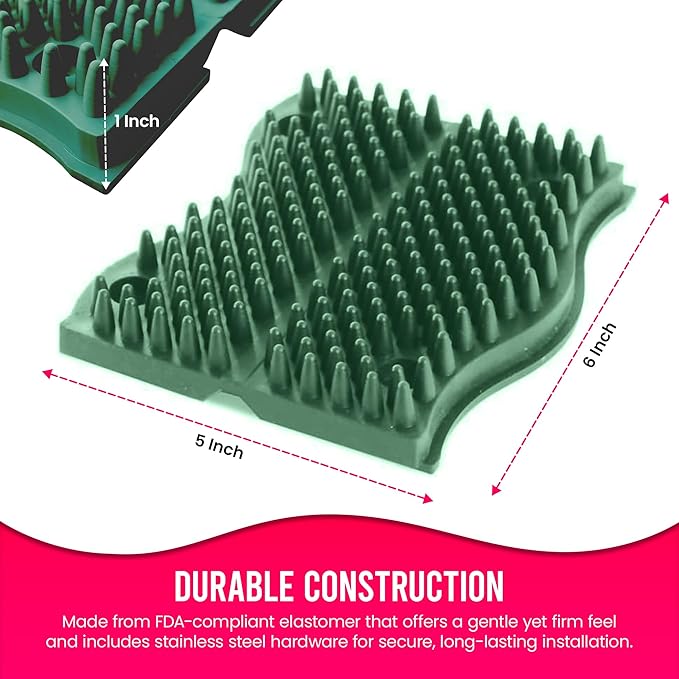 The Original ScratchnAll Animal Scratch Pad, Flexible Acupressure Nubs & Interlocking Design, Very Durable & All-Weather, Great for Domestic, Barnyard and Zoo Animals - USA Made, Hunter Green (4 Pack)