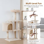 PayLessHere Cat Tree 36in Cat Tower with Cat Scratching Post, Cat Condo Stand House Furniture Kitty Activity Center with Furry Toys Cat Tree for Indoor Cats,Beige