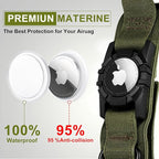 Tactical AirTag Dog Collar - Heavy Duty, Adjustable GPS Collar Compatible with Apple AirTag, with Holder & Control Handle for Medium/Large Dogs [ Green, XL ]