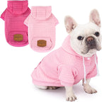 2 Pack Dog Hoodie Sweaters for Small Medium Dogs Warm Dog Clothes for Large Dogs Soft Waffle-Like Laminated Sweatshirt Bulldog (Pink+Rose, M/L (Back: 17",Chest: 24.5", Neck: 14.5"))