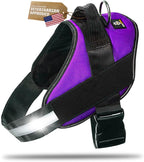 Dog Harness with Patch Panels, No Choke, Reflective, Adjustable, Soft Padded Dog Vest Harness with Easy Control Handle for Growing Puppy Size Dog, Purple, XS