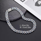 Blue Dog Chain Collar Bling Diamond Cuban Link Dog Necklace Collar Glitter Rhinestone Puppy for Small Medium Large Pet Dogs(Blue 14inch)