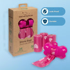 Best Pet Supplies Dog Poop Bags (360 Bags) for Waste Refuse Cleanup, Doggy Roll Replacements for Outdoor Puppy Walking and Travel, Leak Proof and Tear Resistant, Thick Plastic - Pink Heart