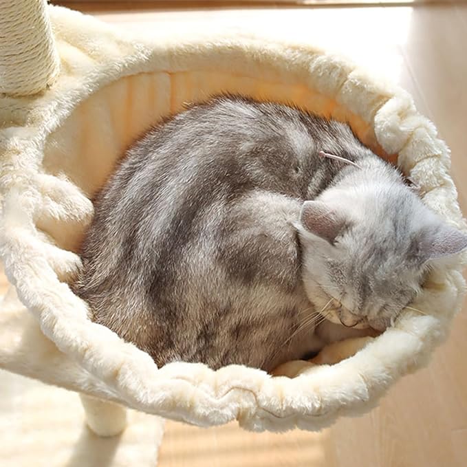 Cat Hammock Bed, 17inch Spoon-Shape Soft Plush Cat Tree Hammock, Plush Covered Cat Bed, Scratch-Proof Cat Tree Replacement Parts for Cats
