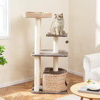 Tangkula Modern Cat Tree, 52 Inch Cattail Cat Tower with Sisal Scratching Posts, Perch, Condo, Plush Dangling Ball, Removable & Washable Cushion, Aesthetic Cat Tree for Indoor Cats (52 Inch, Cattail)