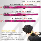 ADITYNA Heavy Duty Dog Collar for Large Dogs - Reflective Magenta Collar with Handle for Training, and Walking - Wide, Thick, Tactical, Soft Neoprene Padded