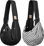 Tomkas Small Dog Sling Carrier - Zipper Pocket & Classic Strap - for 3-10 lbs Pets(Black)