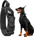 Upgraded Airtag Dog Collar Waterproof, Adjustable GPS Training Nylon Dog Collar with AirTag Holder, Control Handle and Quick-Release Buckle for Medium and Large Dogs (Black, M)