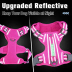 BARKBAY Dog Harness No Pull Oxford with ID Tag Pocket - Heavy Duty, Reflective, Easy Control for Large Dogs(Pink Oxford,M)